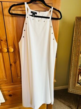 Alfani White Eyelet-Trim Midi Dress